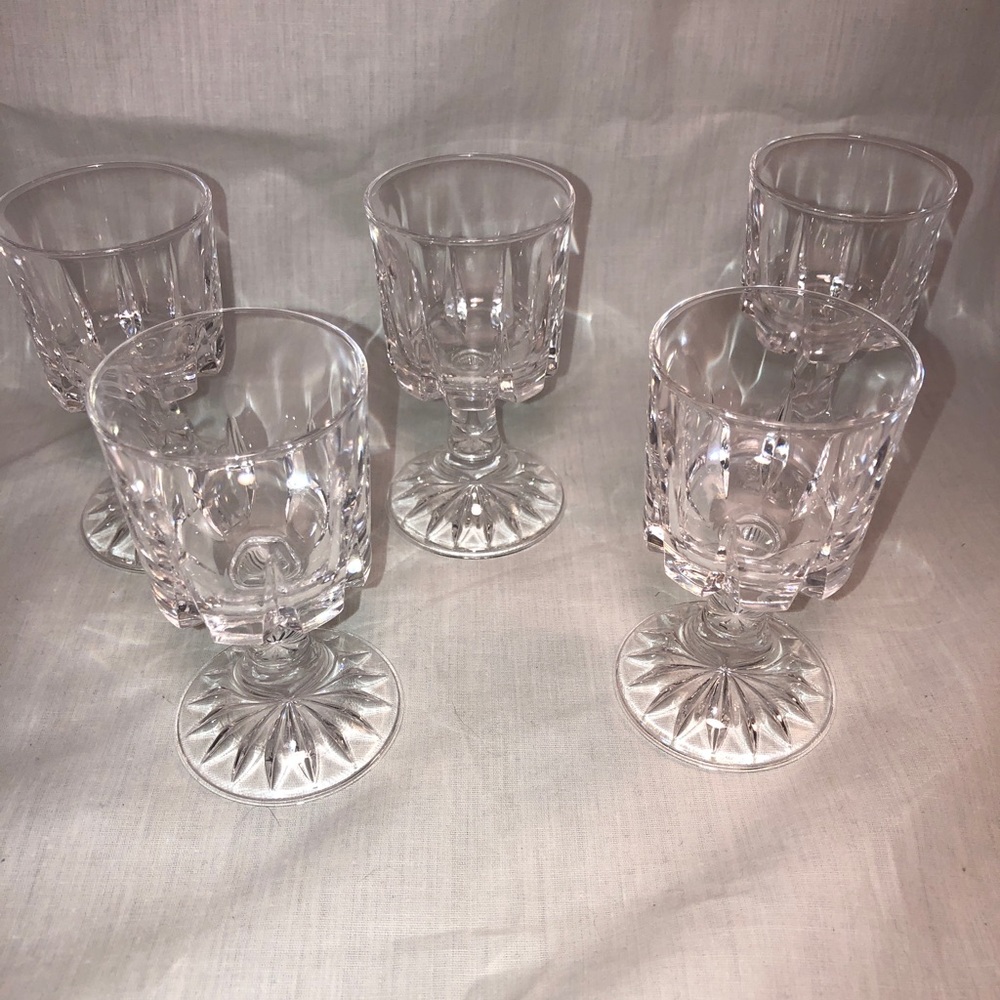Vintage Royal Crystal Rock Sherry/Port Glasses. Set of 5. Italian Lead Crystal.